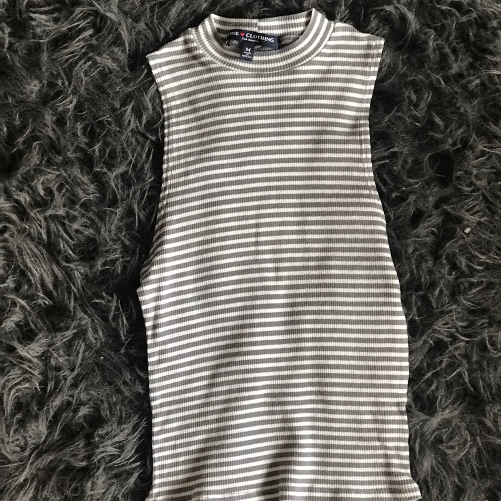 Striped, high neck tank